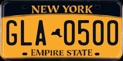NY license plate GLA0500
