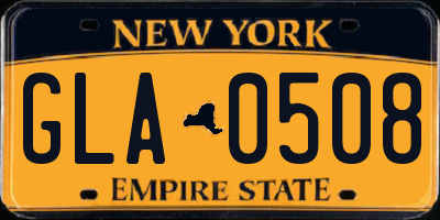 NY license plate GLA0508