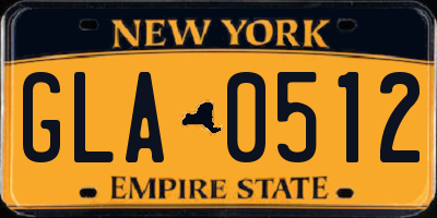 NY license plate GLA0512