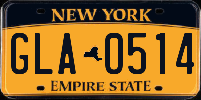 NY license plate GLA0514