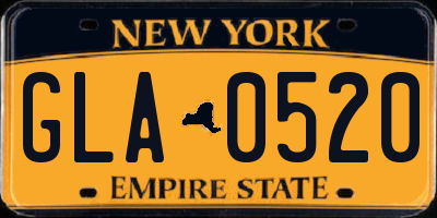 NY license plate GLA0520