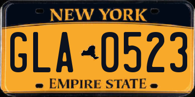 NY license plate GLA0523