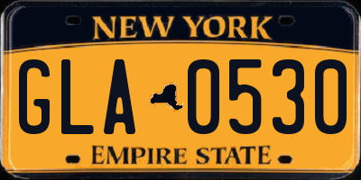 NY license plate GLA0530