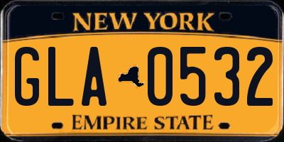 NY license plate GLA0532