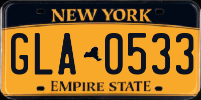 NY license plate GLA0533