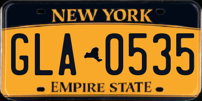 NY license plate GLA0535