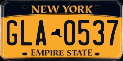 NY license plate GLA0537