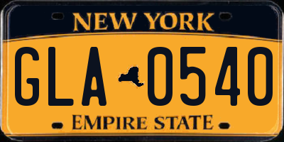 NY license plate GLA0540