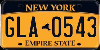 NY license plate GLA0543