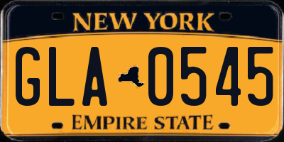 NY license plate GLA0545