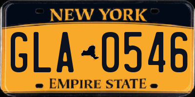 NY license plate GLA0546