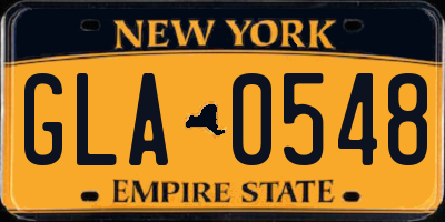 NY license plate GLA0548