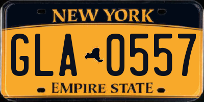 NY license plate GLA0557