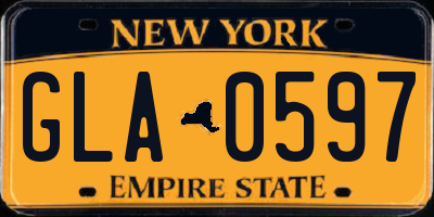 NY license plate GLA0597