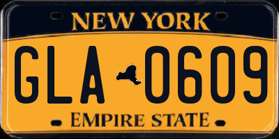 NY license plate GLA0609