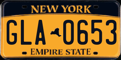 NY license plate GLA0653