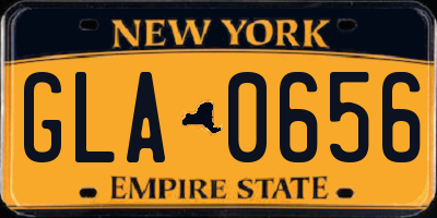 NY license plate GLA0656