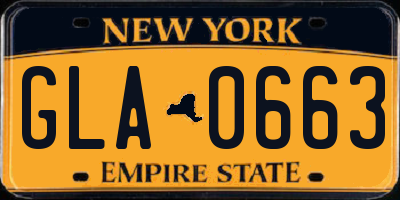 NY license plate GLA0663