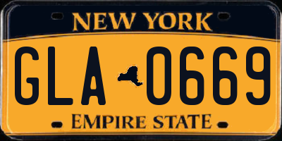 NY license plate GLA0669