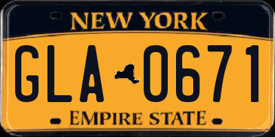 NY license plate GLA0671