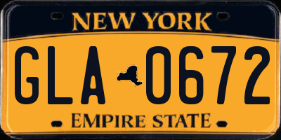NY license plate GLA0672