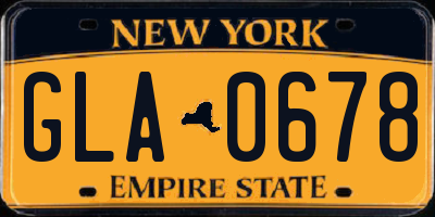 NY license plate GLA0678