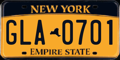 NY license plate GLA0701