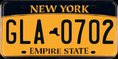 NY license plate GLA0702