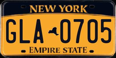 NY license plate GLA0705