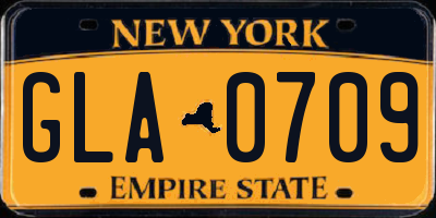 NY license plate GLA0709