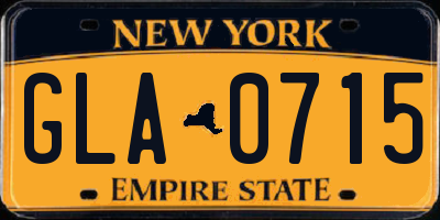 NY license plate GLA0715