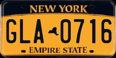 NY license plate GLA0716