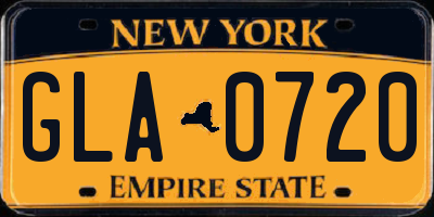NY license plate GLA0720