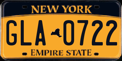 NY license plate GLA0722