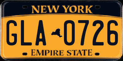 NY license plate GLA0726