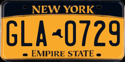 NY license plate GLA0729