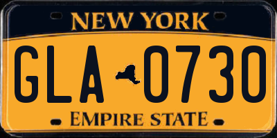 NY license plate GLA0730
