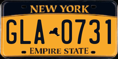 NY license plate GLA0731
