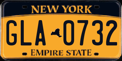 NY license plate GLA0732