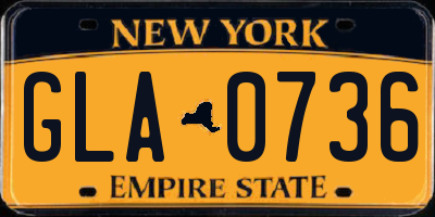 NY license plate GLA0736