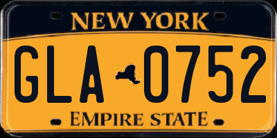 NY license plate GLA0752