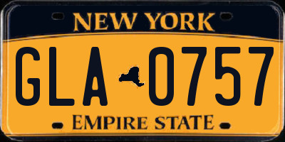 NY license plate GLA0757