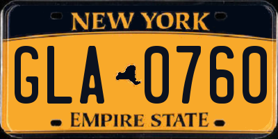 NY license plate GLA0760