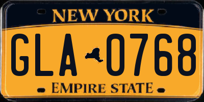 NY license plate GLA0768