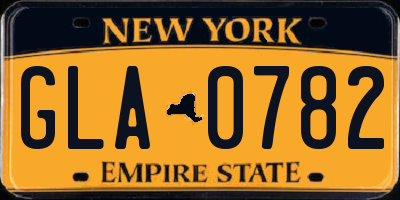 NY license plate GLA0782