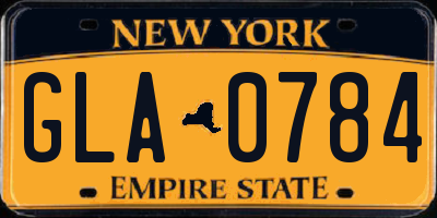 NY license plate GLA0784