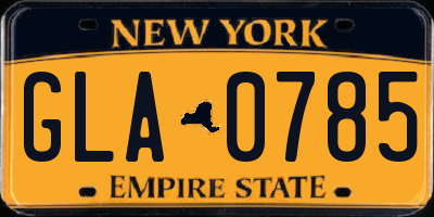 NY license plate GLA0785