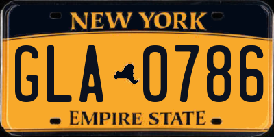 NY license plate GLA0786