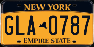 NY license plate GLA0787