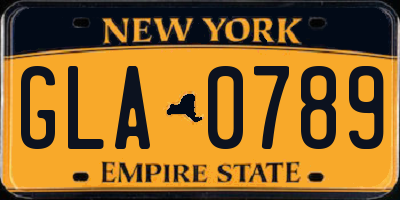 NY license plate GLA0789